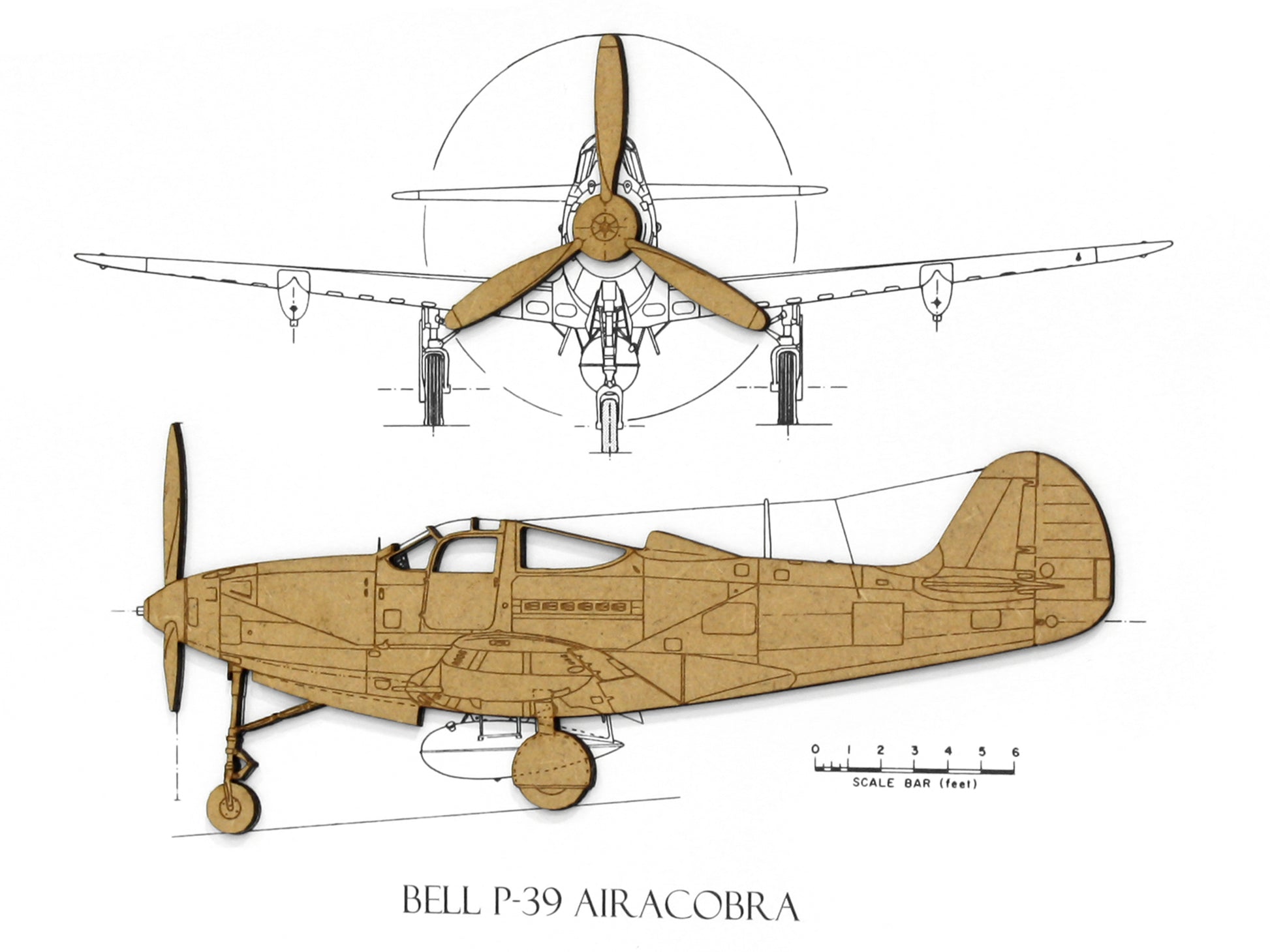 Aviation decor, P-39 Airacobra Blueprint Art