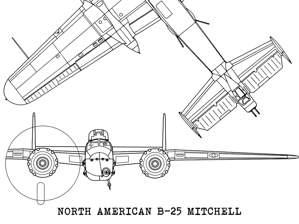 B-25 Mitchell blueprint art