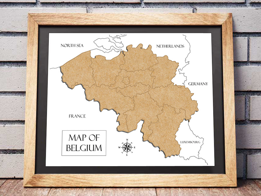 map of Belgium wall art laser cut wood