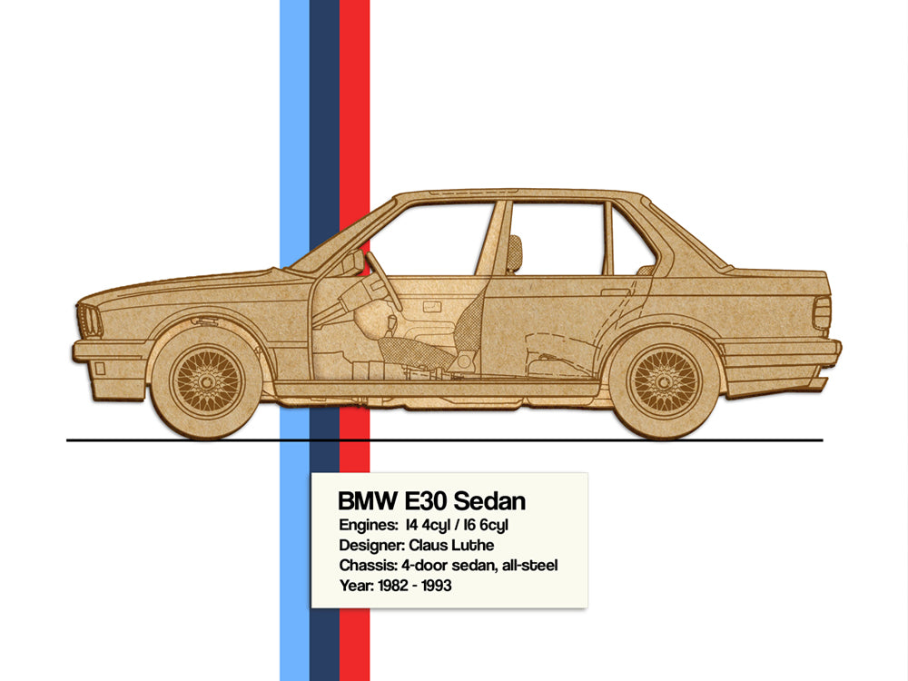 BMW e30 Sedan blueprint decor