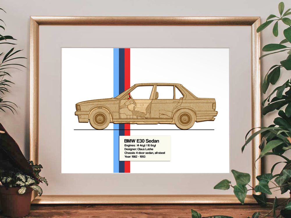 BMW e30 Sedan blueprint art