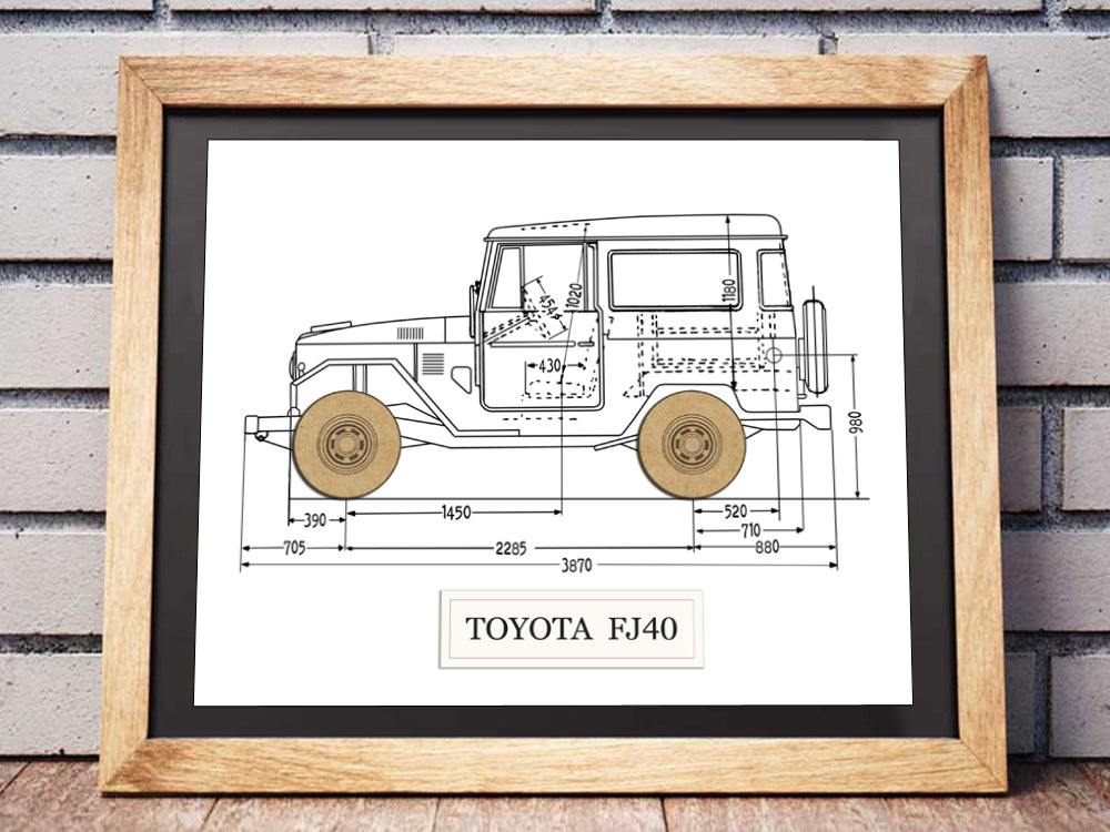 Toyota FJ40 blueprint art gifts