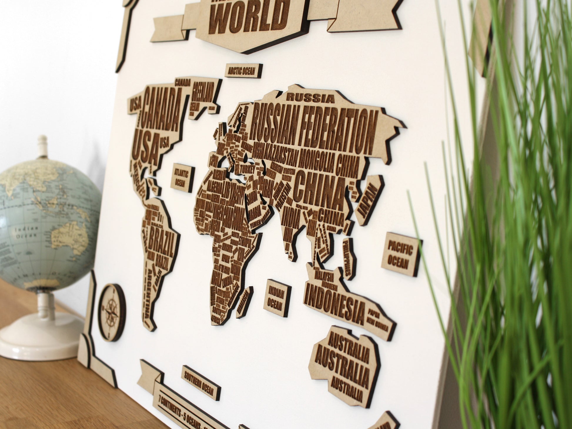 ENJOY THE WOOD 3D Wood World Map Wall Art Large Wood Nepal